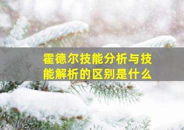 霍德尔技能分析与技能解析的区别是什么