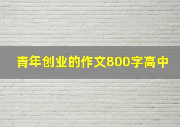 青年创业的作文800字高中