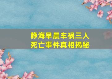 静海早晨车祸三人死亡事件真相揭秘