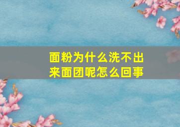 面粉为什么洗不出来面团呢怎么回事