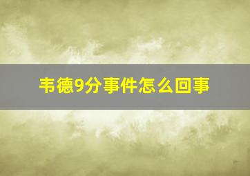 韦德9分事件怎么回事