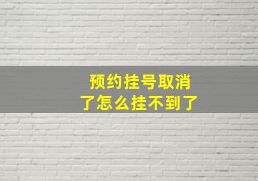 预约挂号取消了怎么挂不到了