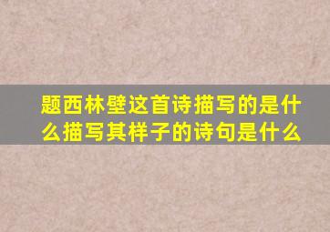 题西林壁这首诗描写的是什么描写其样子的诗句是什么