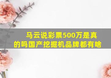 马云说彩票500万是真的吗国产挖掘机品牌都有啥