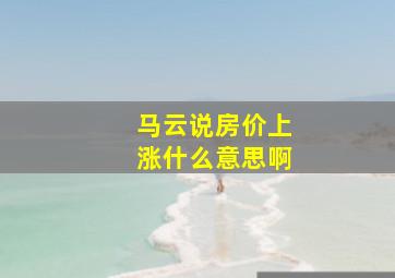 马云说房价上涨什么意思啊