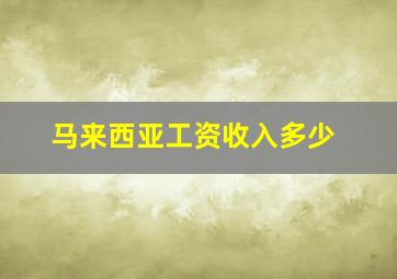 马来西亚工资收入多少