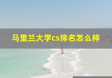 马里兰大学cs排名怎么样