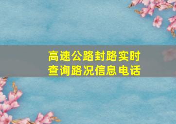 高速公路封路实时查询路况信息电话