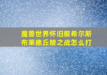 魔兽世界怀旧服希尔斯布莱德丘陵之战怎么打