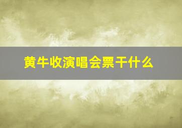 黄牛收演唱会票干什么