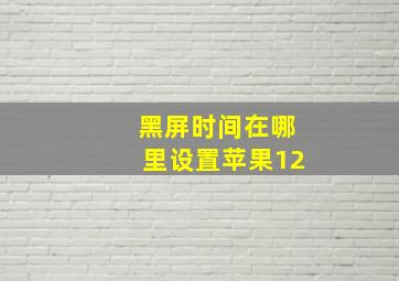 黑屏时间在哪里设置苹果12