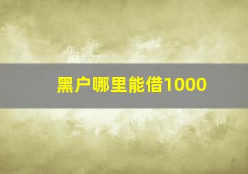 黑户哪里能借1000