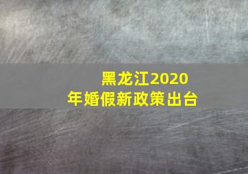 黑龙江2020年婚假新政策出台