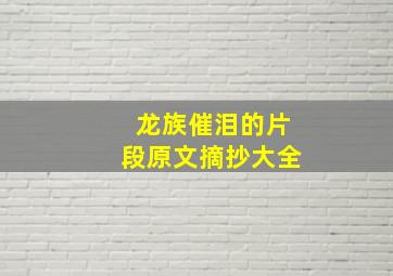 龙族催泪的片段原文摘抄大全