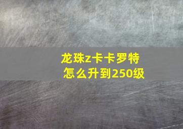 龙珠z卡卡罗特怎么升到250级